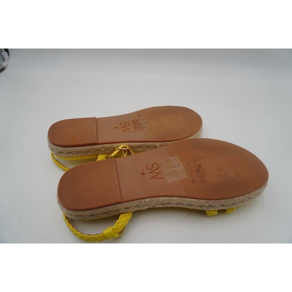 Stuart Weitzman Braided Leather Jute Sole Ankle Strap Yellow Sandals Size 7.5 - Picture 12 of 15